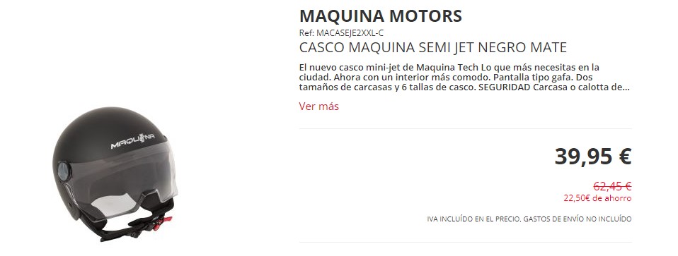 CASCO MAQUINA SEMI JET NEGRO MATE