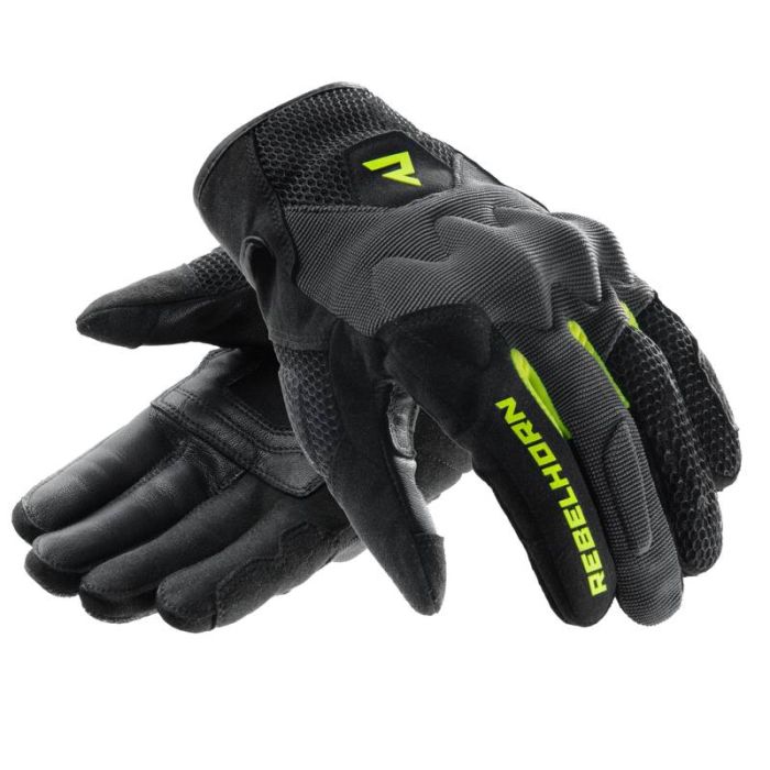 REBELHORN CORE BLACK GREY FLUOR YELLOW GLOVES