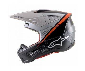 ALPINESTARS<br>S-M5 RAYON HELMET ECEBLACK WHITE ORANGE FLUO MATT